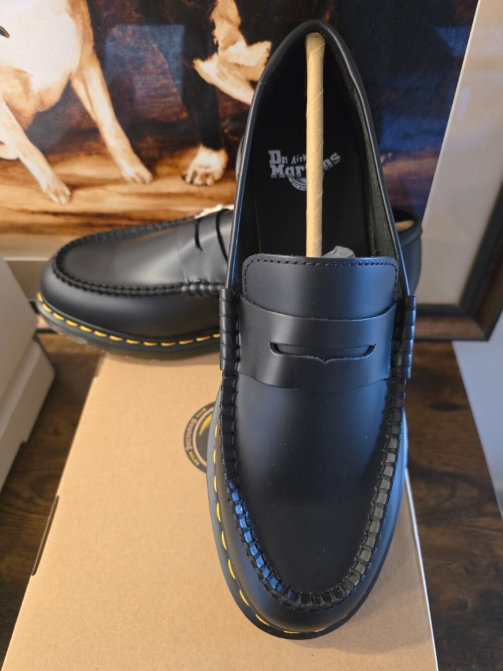 Dr Martens PENTON Penny Loafers Shoes Black Smooth Leather Men's US Size 10 NEW